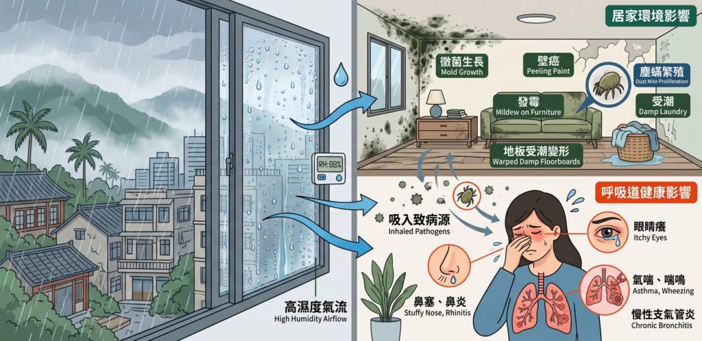 台灣潮濕氣候對居家環境與呼吸道健康的影響